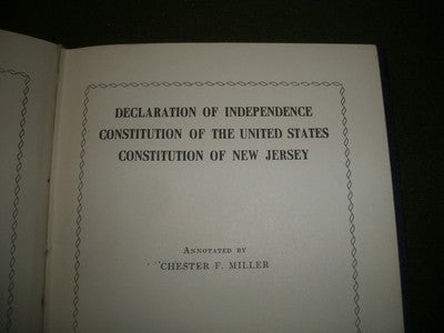 1925 DECLARATION OF INDEPENDENCE & CONSTITUTIONS OF US & NEW JERSEY BOOK- KD 781