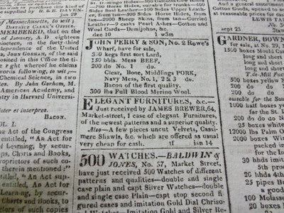 1819 BOSTON DAILY ADVERTISER NEWSPAPER LOT OF 4 DIFFERENT - NP 1478