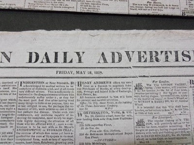 1819 BOSTON DAILY ADVERTISER NEWSPAPER LOT OF 4 DIFFERENT - NP 1478