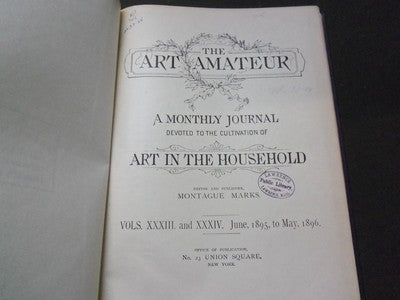 1895-1896 ART AMATEUR MAGAZINE BOUND VOLUME - GREAT ILLUSTRATIONS - KD 3050
