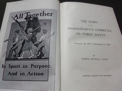 1917-1918 STORY OF THE MASSACHUSETTS COMMITTEE OF PUBLIC SAFETY BOOK - KD 1775L