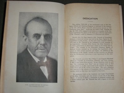 1935 ALABAMA OFFICIAL AND STATISTICAL REGISTER REPORT - ALFRED TUNSTALL- KD 1090