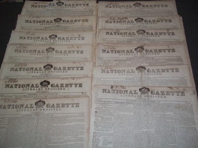 1826 NATIONAL GAZETTE & LITERARY REGISTER NEWSPAPER LOT OF 13 - NP 1432