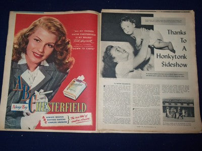1947 OCTOBER 5 MIRROR MAGAZINE SECTION - RITA HAYWORTH AD - HART - II 7497