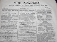1876 THE ACADEMY WEEKLY REVIEW OF LITERATURE LOT OF 18 ISSUES - LONDON - O 2383