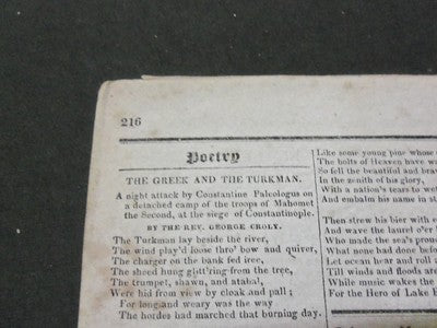 1826 DECEMBER 20 NATIONAL AEGIS NEWSPAPER - WORCESTER MASSACHUSETTS - NP 1476