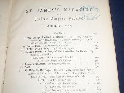 1876 THE ST. JAMES MAGAZINE AND UNITED EMPIRE REVIEW LOT OF 4 DIFFERENT- O 2122