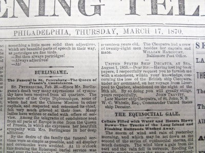 1870 THE EVENING TELEGRAPH NEWSPAPER LOT OF 24 - NICE ADVERTISEMENTS - NP 1442