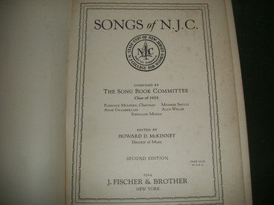 1924 SONGS OF NEW JERSEY COLLEGE BOOK - 2ND EDITION - MCKINNEY - KD 1870G