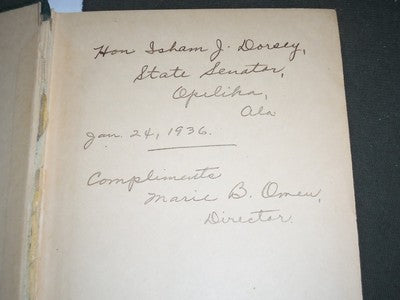 1935 ALABAMA OFFICIAL AND STATISTICAL REGISTER REPORT - ALFRED TUNSTALL- KD 1090