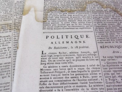 1798 GAZETTE NATIONALE OU LE MONITEUR UNIVERSEL NEWSPAPER LOT 6 FRENCH - NP 1559