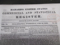 1839-1842 HAZARD'S U.S. COMMERCIAL & STATISTICAL REGISTER MAG LOT OF 28 - O 2045