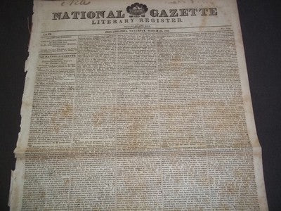1826 NATIONAL GAZETTE & LITERARY REGISTER NEWSPAPER LOT OF 13 - NP 1432
