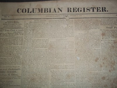 1816-1817 COLUMBIAN REGISTER NEWSPAPER LOT OF 6 - MADISON & CLAY - CT - NP 1454