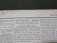 1826 DECEMBER 20 NATIONAL AEGIS NEWSPAPER - WORCESTER MASSACHUSETTS - NP 1476