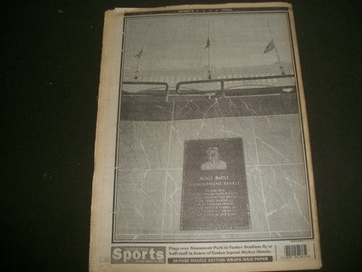 1995 AUGUST 14 NEW YORK DAILY NEWS NEWSPAPER - MICKEY MANTLE DIES - NP 1160