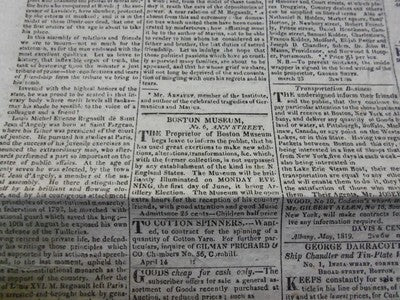 1819 BOSTON DAILY ADVERTISER NEWSPAPER LOT OF 4 DIFFERENT - NP 1478