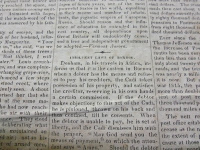 1826 DECEMBER 20 NATIONAL AEGIS NEWSPAPER - WORCESTER MASSACHUSETTS - NP 1476