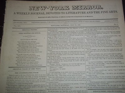 1836-1839 THE NEW-YORK MIRROR NEWSPAPER LOT OF 23 - SHEET MUSIC+ - NP 1494
