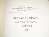 1935 ALABAMA OFFICIAL AND STATISTICAL REGISTER REPORT - ALFRED TUNSTALL- KD 1090