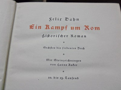 1876 FELIX DAHN EIN KAMPF UM ROM BOOK LOT OF 3 DIFFERENT - GERMAN - O 1903