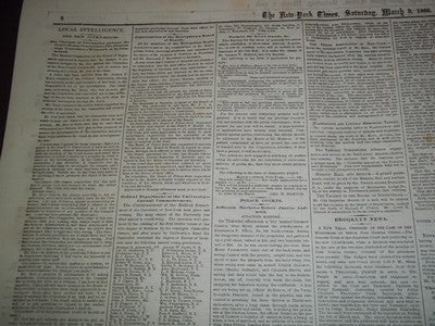 1866 MAR 3 NEW-YORK TIMES NEWSPAPER - POST-CIVIL WAR DEBATES - NP 1466