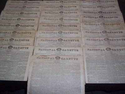 1829 NATIONAL GAZETTE & LITERARY REGISTER NEWSPAPER LOT OF 25 - NP 1429