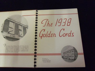 1938 UNION COLLEGE YEARBOOK - GOLDEN CORDS - LINCOLN NEBRASKA - YB 194