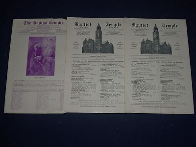 1937 THE BAPTIST TEMPLE CHURCH PROGRAM LOT OF 11 - BROOKLYN, N. Y. - O 2240