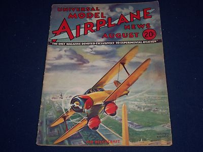 1934 AUG UNIVERSAL MODEL AIRPLANE NEWS MAGAZINE - NICE PHOTOS + ADS - II II 9462
