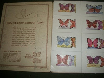 1932 PAINT WITHOUT PAINT MAGIC COLOR BOOK - CUTOUTS OF BIRDS & FISH - II 2407