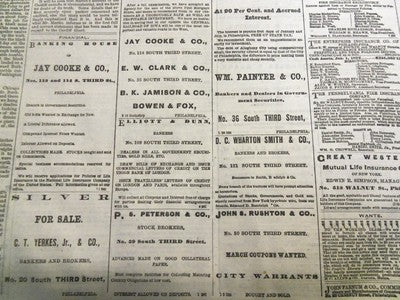 1870 THE EVENING TELEGRAPH NEWSPAPER LOT OF 24 - NICE ADVERTISEMENTS - NP 1442