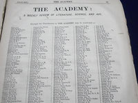 1876 THE ACADEMY WEEKLY REVIEW OF LITERATURE LOT OF 18 ISSUES - LONDON - O 2383