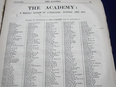 1876 THE ACADEMY WEEKLY REVIEW OF LITERATURE LOT OF 18 ISSUES - LONDON - O 2383