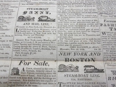 1826 DECEMBER 20 NATIONAL AEGIS NEWSPAPER - WORCESTER MASSACHUSETTS - NP 1476