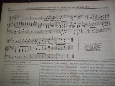 1836-1839 THE NEW-YORK MIRROR NEWSPAPER LOT OF 23 - SHEET MUSIC+ - NP 1494