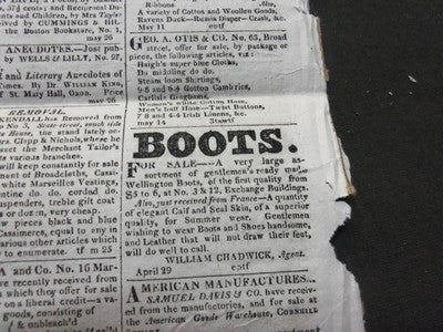 1819 BOSTON DAILY ADVERTISER NEWSPAPER LOT OF 4 DIFFERENT - NP 1478
