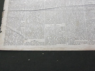 1826 DECEMBER 20 NATIONAL AEGIS NEWSPAPER - WORCESTER MASSACHUSETTS - NP 1476