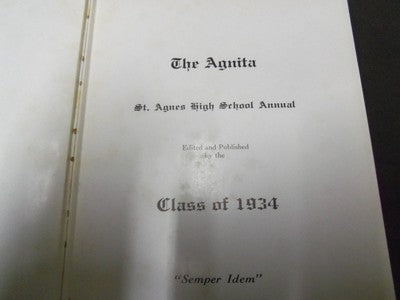 1934 SAINT AGNES HIGH SCHOOL YEARBOOK - THE AGNITA - WEST CHESTER PA - YB 632