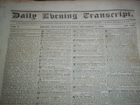 1834 NOV DAILY EVENING TRANSCRIPT NEWSPAPER LOT OF 20 - BOSTON - VOL V- NP 1448