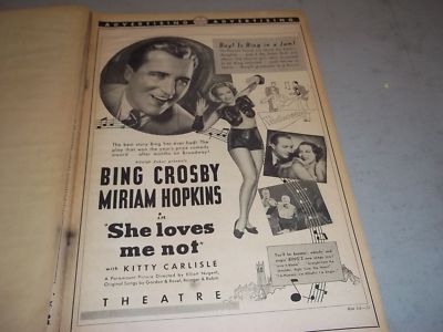 1934 SHE LOVES ME NOT MOVIE PRESS BOOK STARS BING CROSBY & MIRIAM HOPKINS - P 47