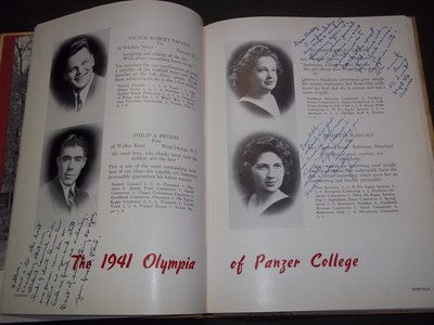 1941 THE OLYMPIA PANZER COLLEGE YEARBOOK - NEW JERSEY - AUTOGRAPHS - YB 340