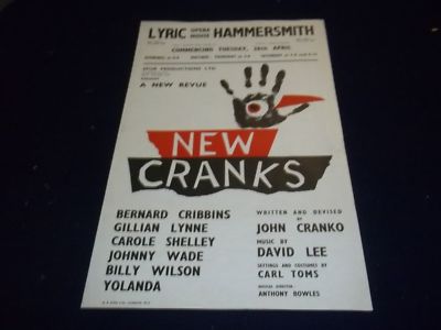 1960 NEW CRANKS LYRIC HAMMERSMITH THEATER POSTER - BERNARD CRIBBINS - P 127