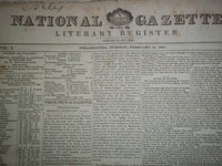 1830-1832 NATIONAL GAZETTE & LITERARY REGISTER NEWSPAPER LOT OF 17 - NP 1428