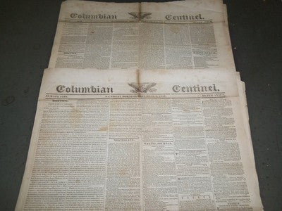 1832 -1837 COLUMBIAN CENTINEL NEWSPAPER LOT OF 4 ISSUES - BOSTON - NP 1344