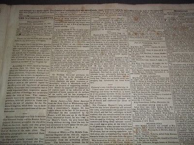 1825 SEP-NOV NATIONAL GAZETTE & LITERARY REGISTER NEWSPAPER LOT OF 10 - NP 1433