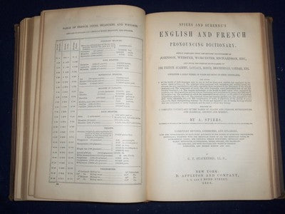 1886 SPIERS AND SURENNE'S FRENCH AND ENGLISH PRONOUNCING DICTIONARY- KD 726J