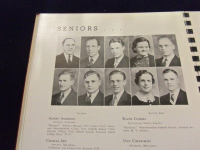 1938 UNION COLLEGE YEARBOOK - GOLDEN CORDS - LINCOLN NEBRASKA - YB 194