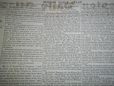 1832 JUL-OCT BOSTON DAILY ATLAS NEWSPAPER LOT OF 26- VOL I - HENRY CLAY- NP 1453