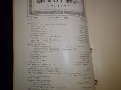 1908 NOV THE BURR MCINTOSH MONTHLY MAGAZINE - ROMANCE - ALIEEN FLAVEN - II 1756